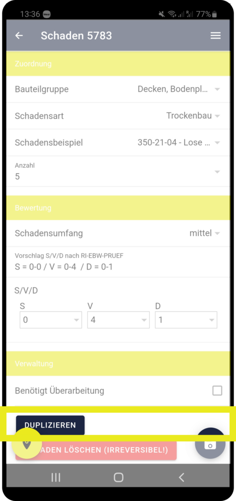 Duplizieren von Schäden