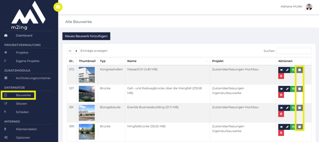 Bauwerke Archivieren