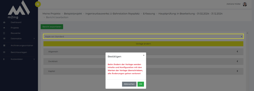 Vorlage ändern.