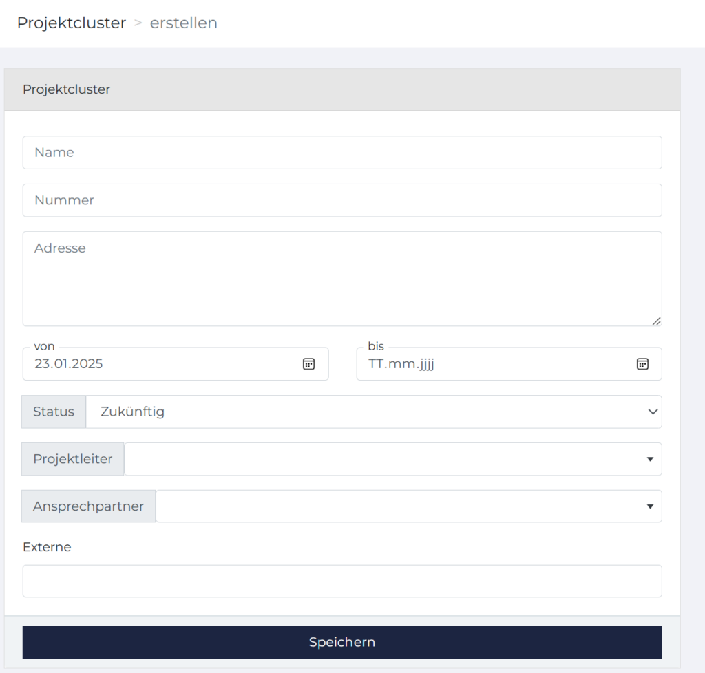 Projektcluster erstellen